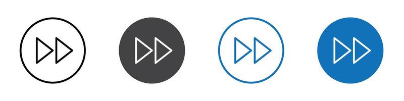 Fast forward icon flat editable icon mark set. vector