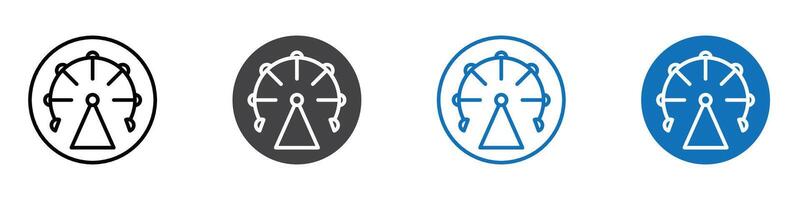 Ferris wheel icon flat editable icon mark set. vector