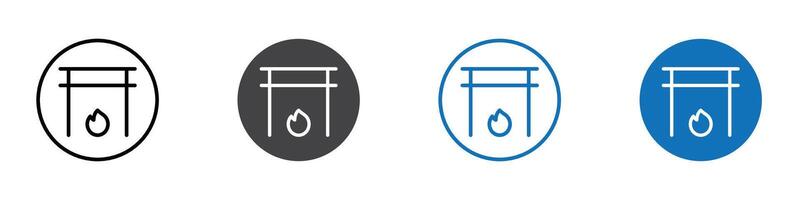 Fireplace icon flat editable icon mark set. vector