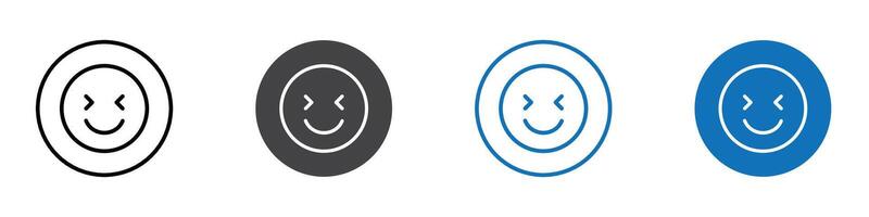 Grin emoji icon flat editable icon mark set. vector
