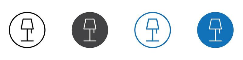 Lamp icon flat editable icon mark set. vector