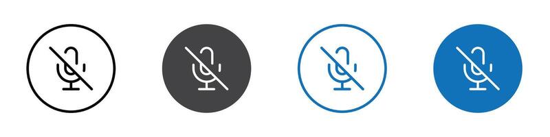 Mike Off icon flat editable icon mark set. vector