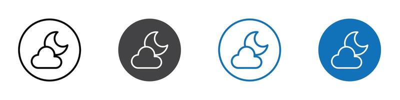 Moon and cloud icon flat editable icon mark set. vector