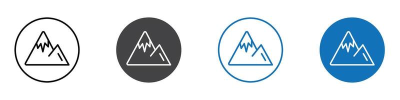 Mountain icon flat editable icon mark set. vector