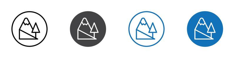 Mountain slide icon flat editable icon mark set. vector