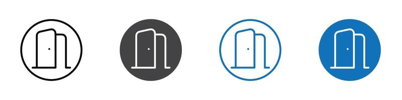 Open door icon flat editable icon mark set. vector