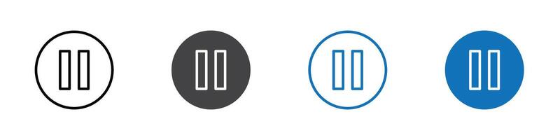 Pause icon flat editable icon mark set. vector
