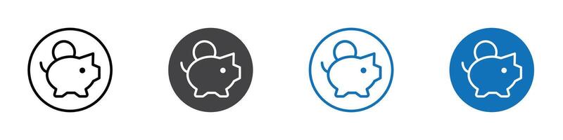 Piggy bank icon flat editable icon mark set. vector