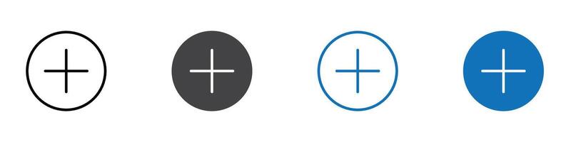 Plus icon flat editable icon mark set. vector