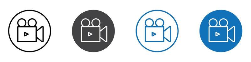 Play projector icon flat editable icon mark set. vector