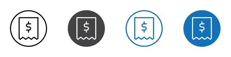 Reciept icon flat editable icon mark set. vector