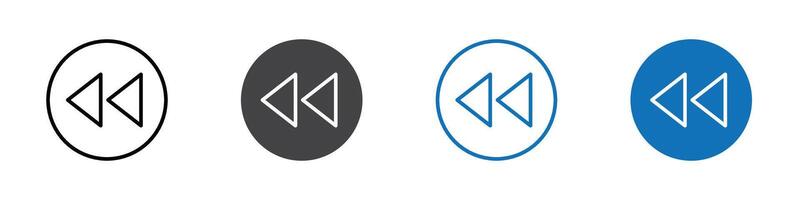 Rewind icon flat editable icon mark set. vector