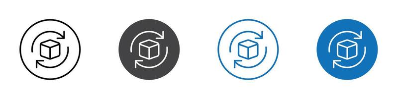 Refresh cube icon flat editable icon mark set. vector
