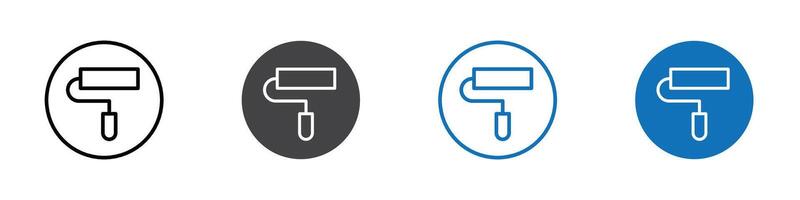 Roller brush icon flat editable icon mark set. vector