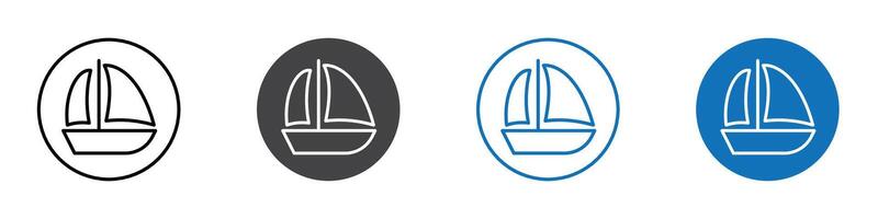 Sail boat flat editable icon mark set. vector