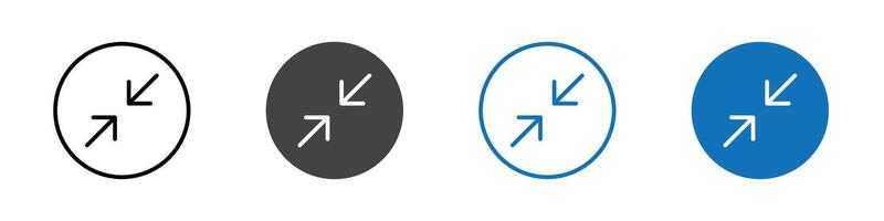 Scale down icon flat editable icon mark set. vector