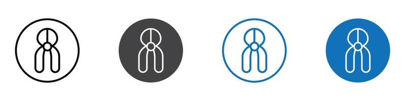 Scissor pliers icon flat editable icon mark set. vector