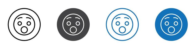 Shocked emoji icon flat editable icon mark set. vector