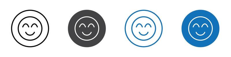 Smile icon flat editable icon mark set. vector