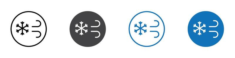 Snow blowing flat editable icon mark set. vector