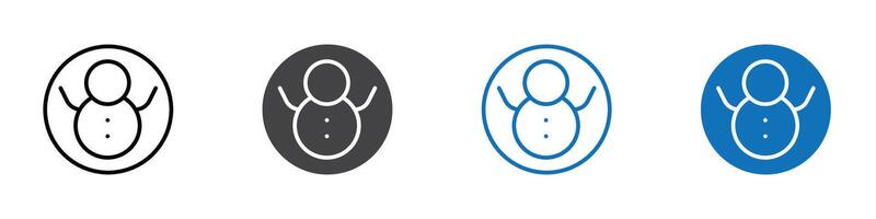 Snow man icon flat editable icon mark set. vector