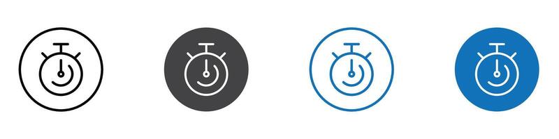 Stopwatch icon flat editable icon mark set. vector