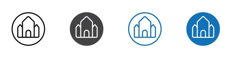 Temple icon flat editable icon mark set. vector