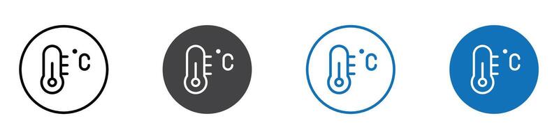Temperature icon flat editable icon mark set. vector