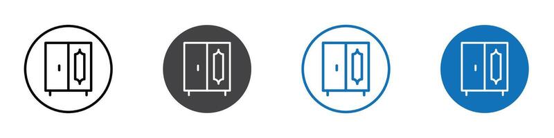 Wardrobe mirror icon flat editable icon mark set. vector