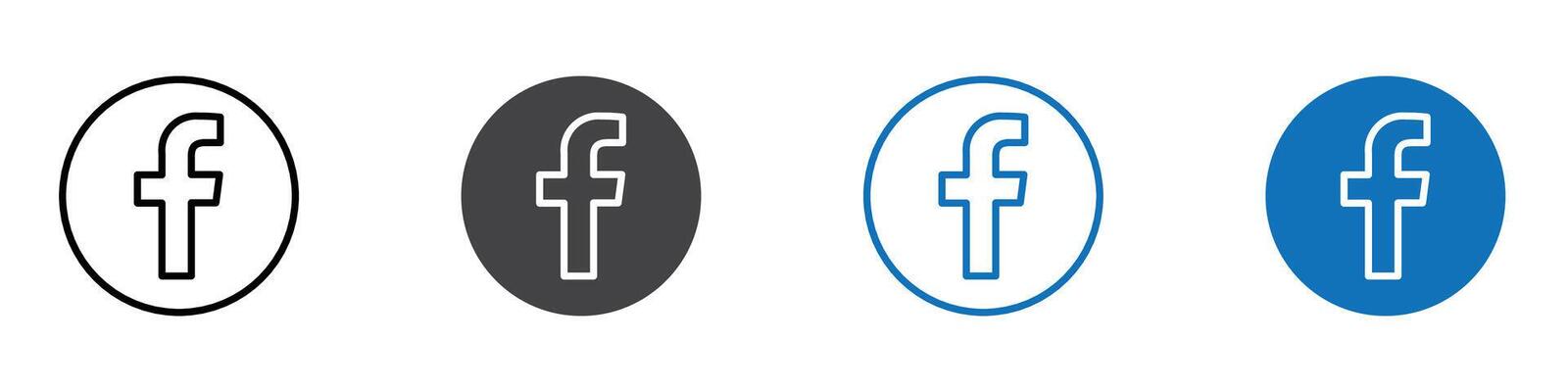 Facebook icon flat editable icon mark set.