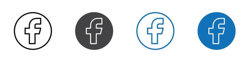 Facebook icon flat editable icon mark set. vector