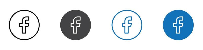 Facebook icon flat editable icon mark set. vector