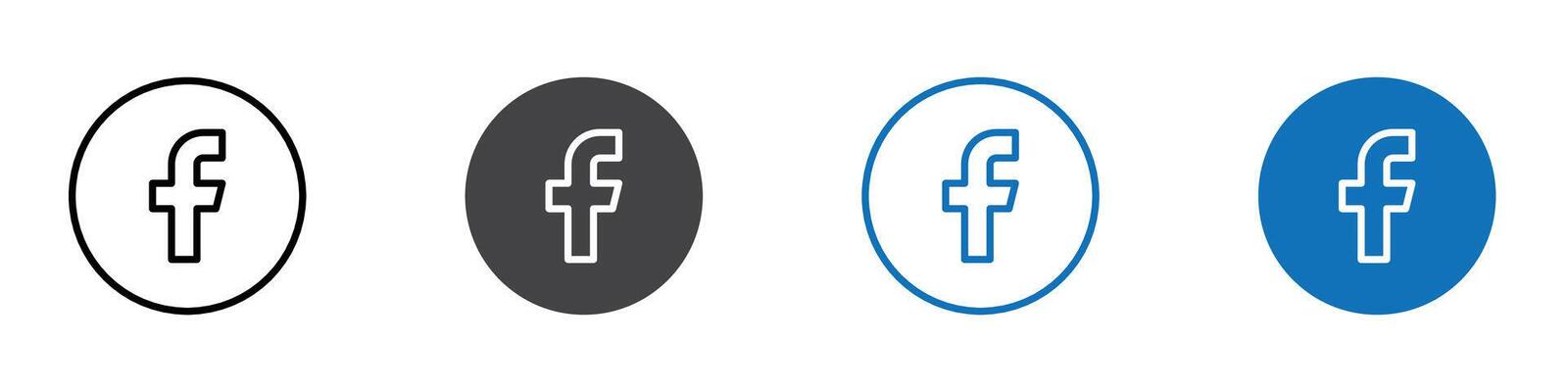 Facebook icon flat editable icon mark set.