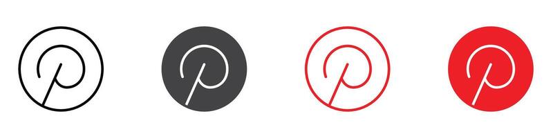 Printerest icon flat editable icon mark set. vector