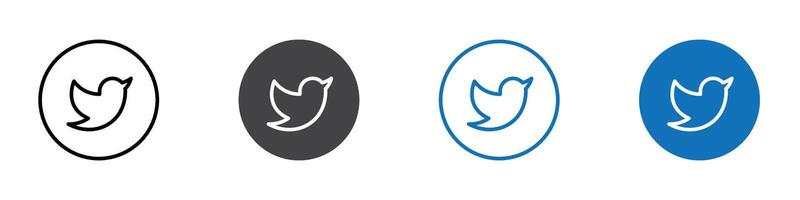 Twitter icon flat editable icon mark set. vector