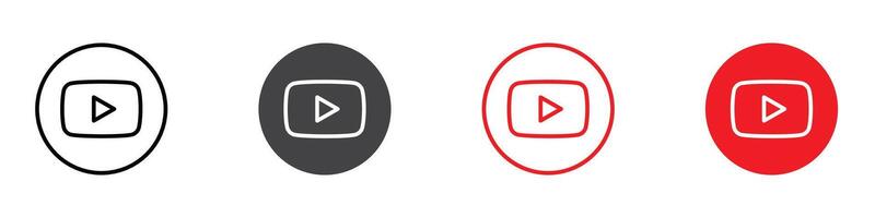 Youtube icon flat editable icon mark set. vector