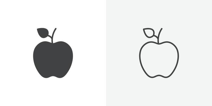 manzana icono plano y sencillo conjunto diseño vector
