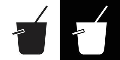 besom with stick and pail icon simple symbol vector