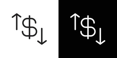 Dollar sign up and down arrow icon simple symbol vector
