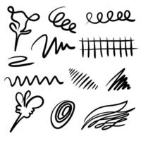Hand drawn doodle design elements. swirl, flower, curl, lines and other. vector