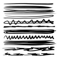 Hand drawn underlines on white. Abstract backgrounds with array of lines. Stroke chaotic patterns. Black and white illustration. Sketchy elements for design vector
