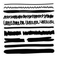 Sketch Lines. Hand drawn marker line stroke underline set. Highlight underline and brush. Pen line template. vector