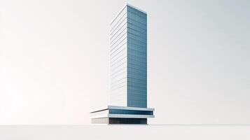 A modern skyscraper with a sleek design and glass facade. photo
