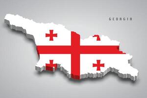 Georgia 3d map with national flag on grey background vector