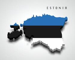 Estonia 3d map with national flag on grey background vector