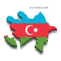 Azerbaijan 3d map with national flag on grey background vector