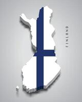 Finland 3d map with national flag on grey background vector