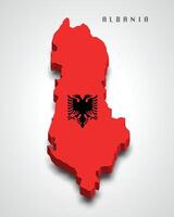 Albania 3d map with national flag on grey background vector