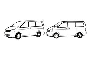 Ai Generated-Minivan outline, white background vector
