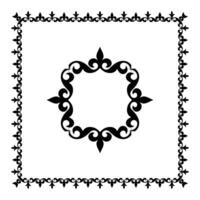 Monochrome Square middle Asia national ornament. Ethnic pattern of the Kazakh, Kyrgyz, Mongols, Turkic, Kalmyks, Buryats. Square frame border, for textile, print design vector
